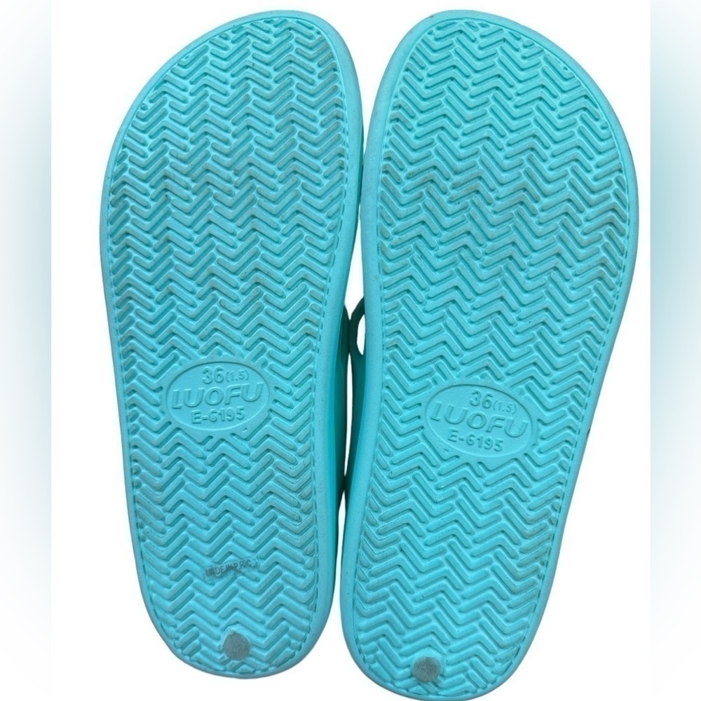 Parex Like New Flip Flops Thongs aqua Women’s Size 36 - Picture 7 of 7